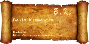 Bahis Klemencia névjegykártya
